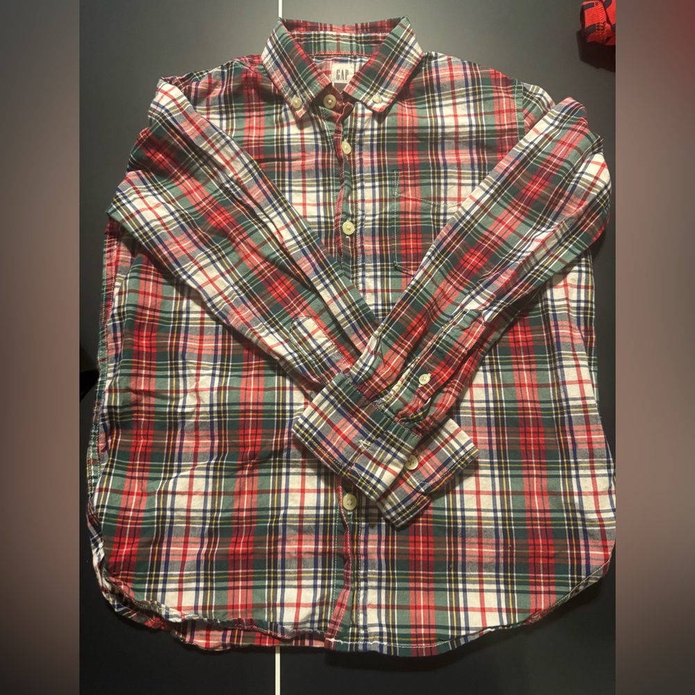 GAP Youth Boy Multicolor Plaid Button Down Shirt